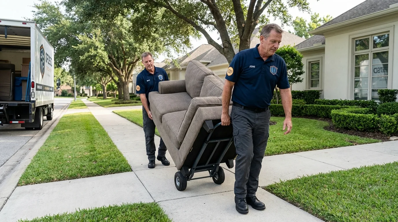 Local residential moving crew loading furniture in Catasauqua, PA