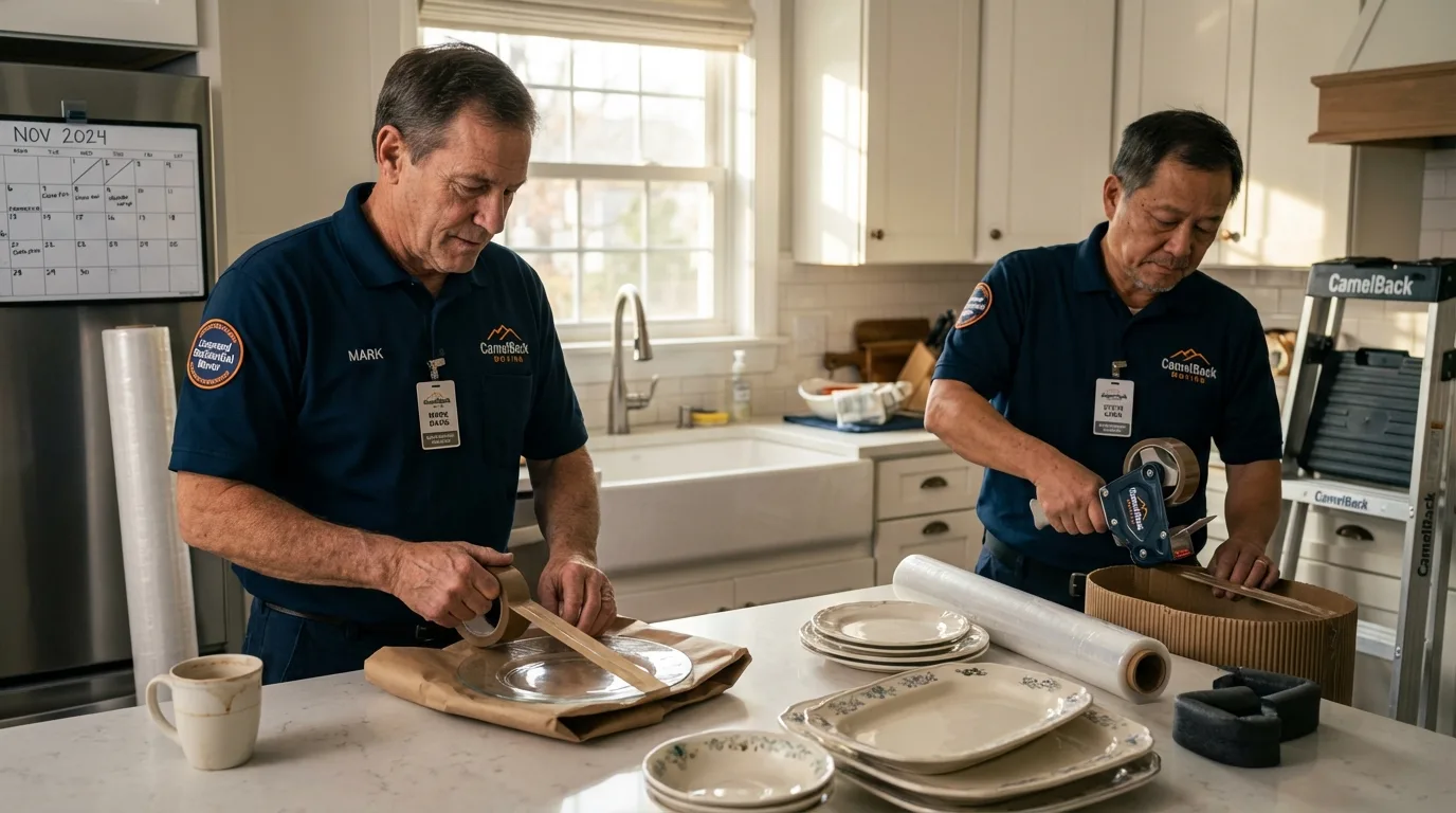 Professional crew packing kitchen dishware in Catasauqua, PA